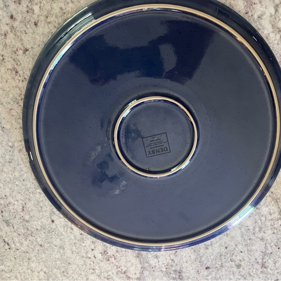 DENBY Harlequin Pizza, Cake or Serving Plate in green/blue. Measures 13 “ - Picture 2 of 2